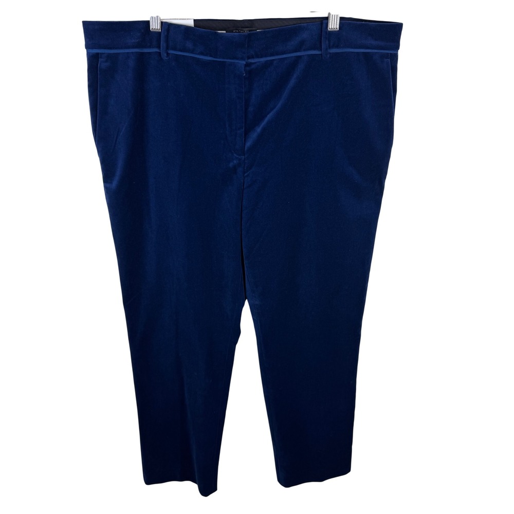 Ann Taylor Devin Fit Navy Blue Velvet Ankle Pants Size 16 NWT Holiday Career